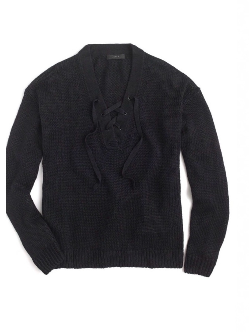 J. Crew Lace Up Linen Sweater Size M - Picture 2 of 6